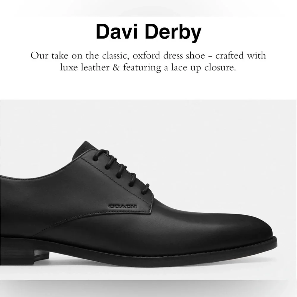 Coach Men's Davi Derby SIZE: 12D COLOR Black